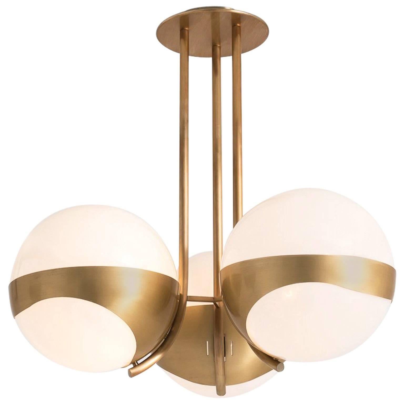Large Brass Chandelier by Lamperti at 1stDibs
