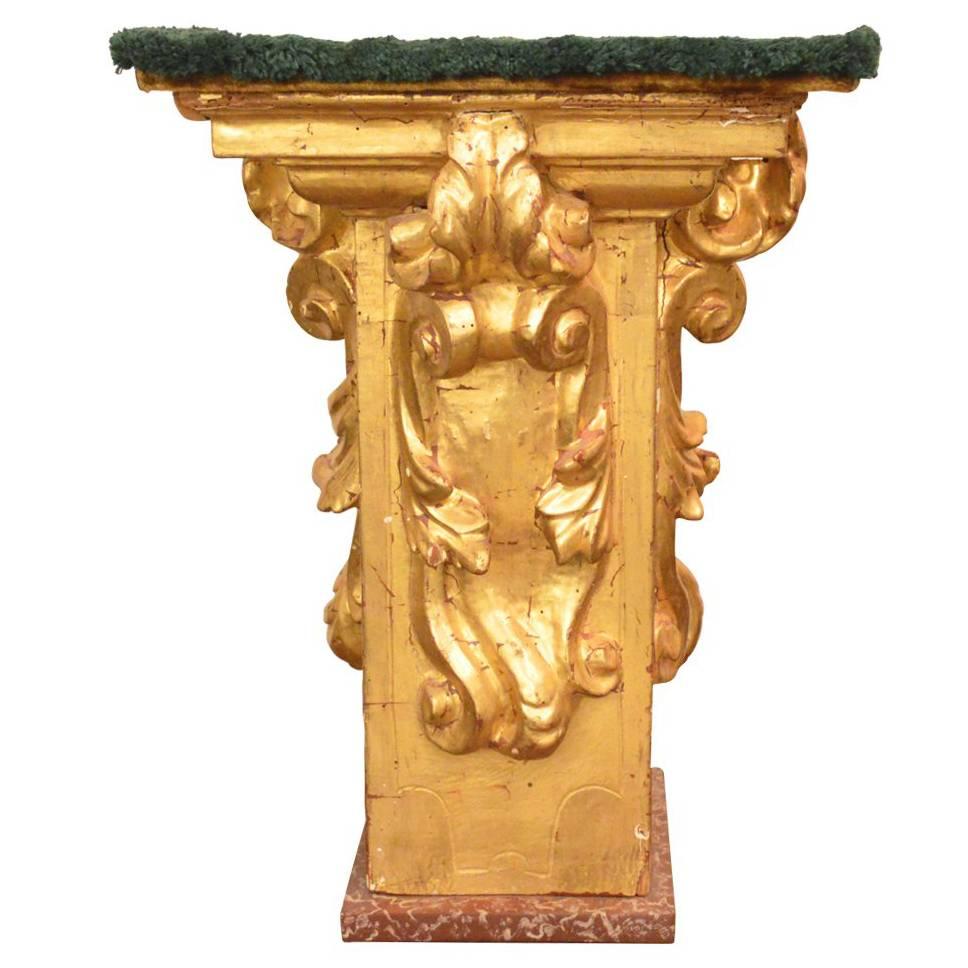 18th Century Gold Gilt Hand-Carved Wall Shelf/Wall Sconce