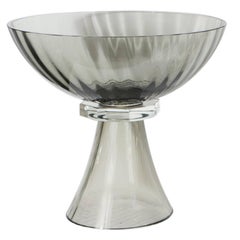 Murano Glass Modernist Bowl or Vase in Handblown Smoked Glass