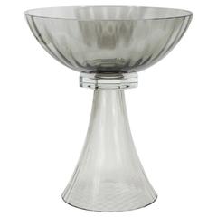 Murano Glass Modernist Bowl or Vase in Handblown Smoked Glass 4