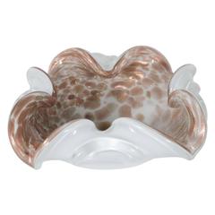 Organic Form Mid-Century Modern 24-karat Rose Gold and White Murano Glass Bowl 6