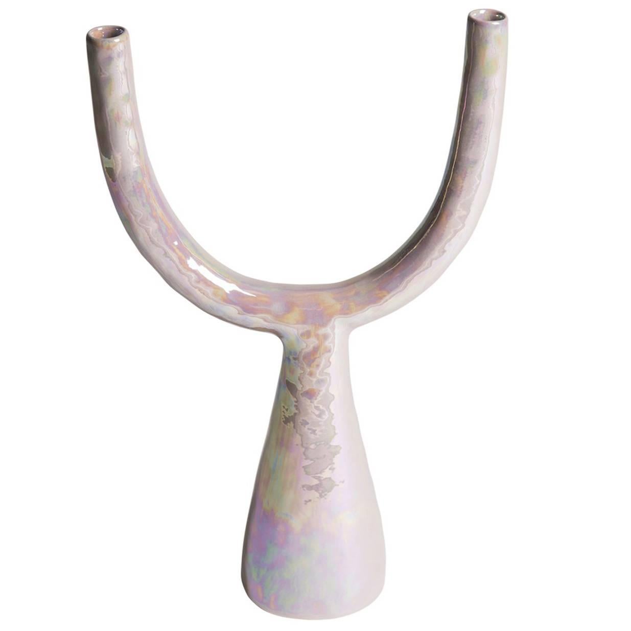 Stylish Candleholder in Mother-of-Pearl Luster
