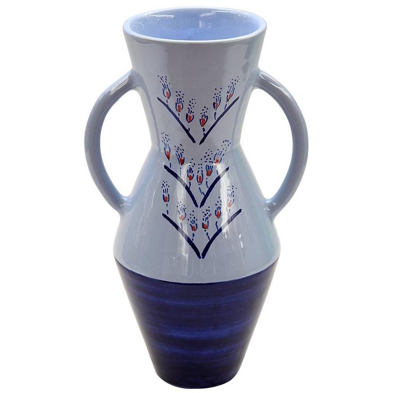 Stunning Blue Vase with Handles For Sale at 1stdibs