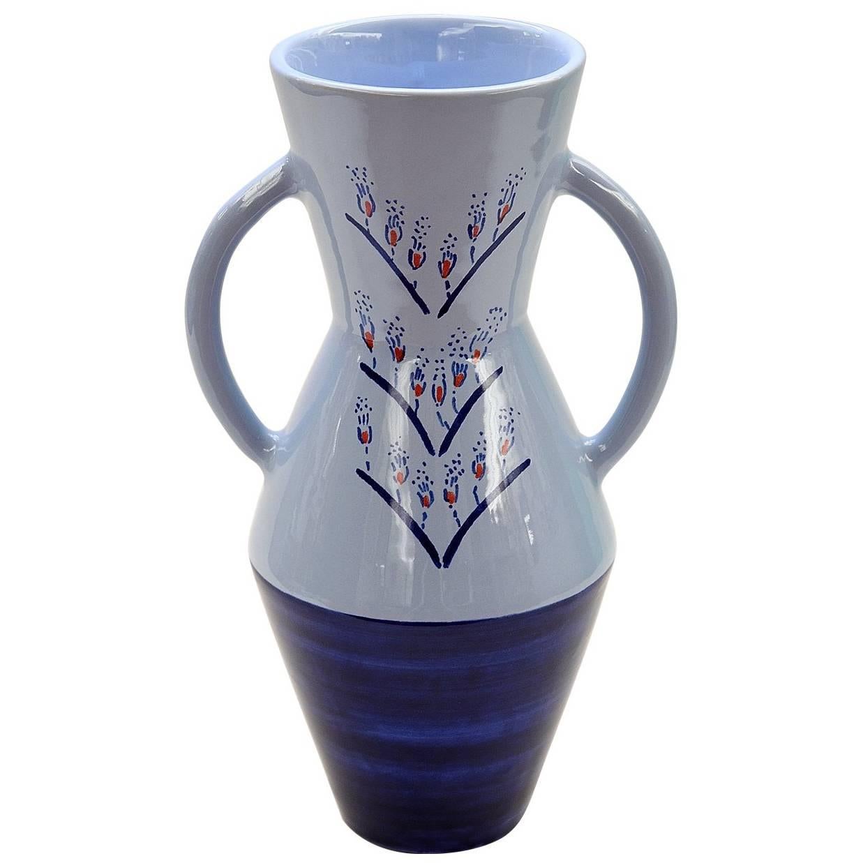 Two Toned Blue Vase by Ugo La Pietra