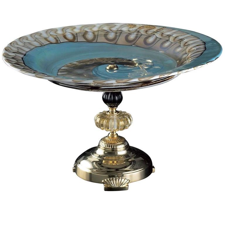 Majestic Blue Murano Glass Centerpiece For Sale