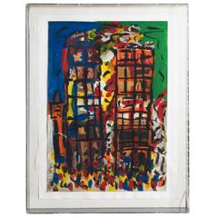 Peter Keil, 'New York, The Twin Towers' Mixed-Media, Signed and Dated