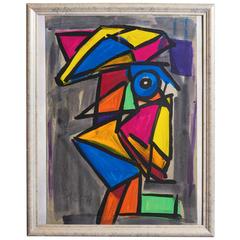Peter Robert Keil, 'Abstract Face', Oil on Board, Signed and Dated 5