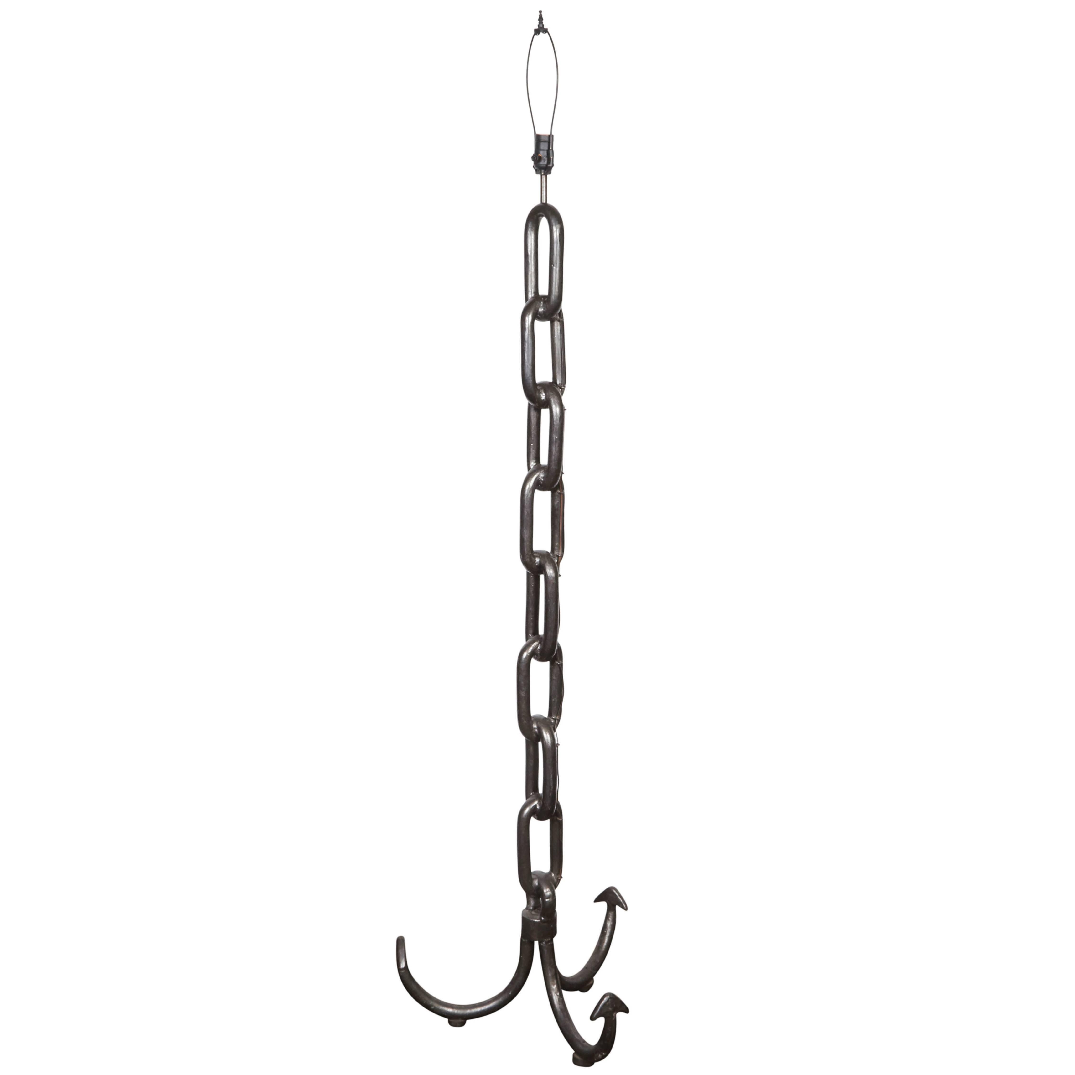 French 1940s Iron Grappling Hook Floor Lamp
