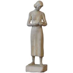 Mid-20th Century Art Deco Plaster Sculpture Depicting Woman by Maurice Glickman
