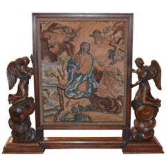 Rare panneau de tapisserie antique italienne du 18ème siècle en tapisserie