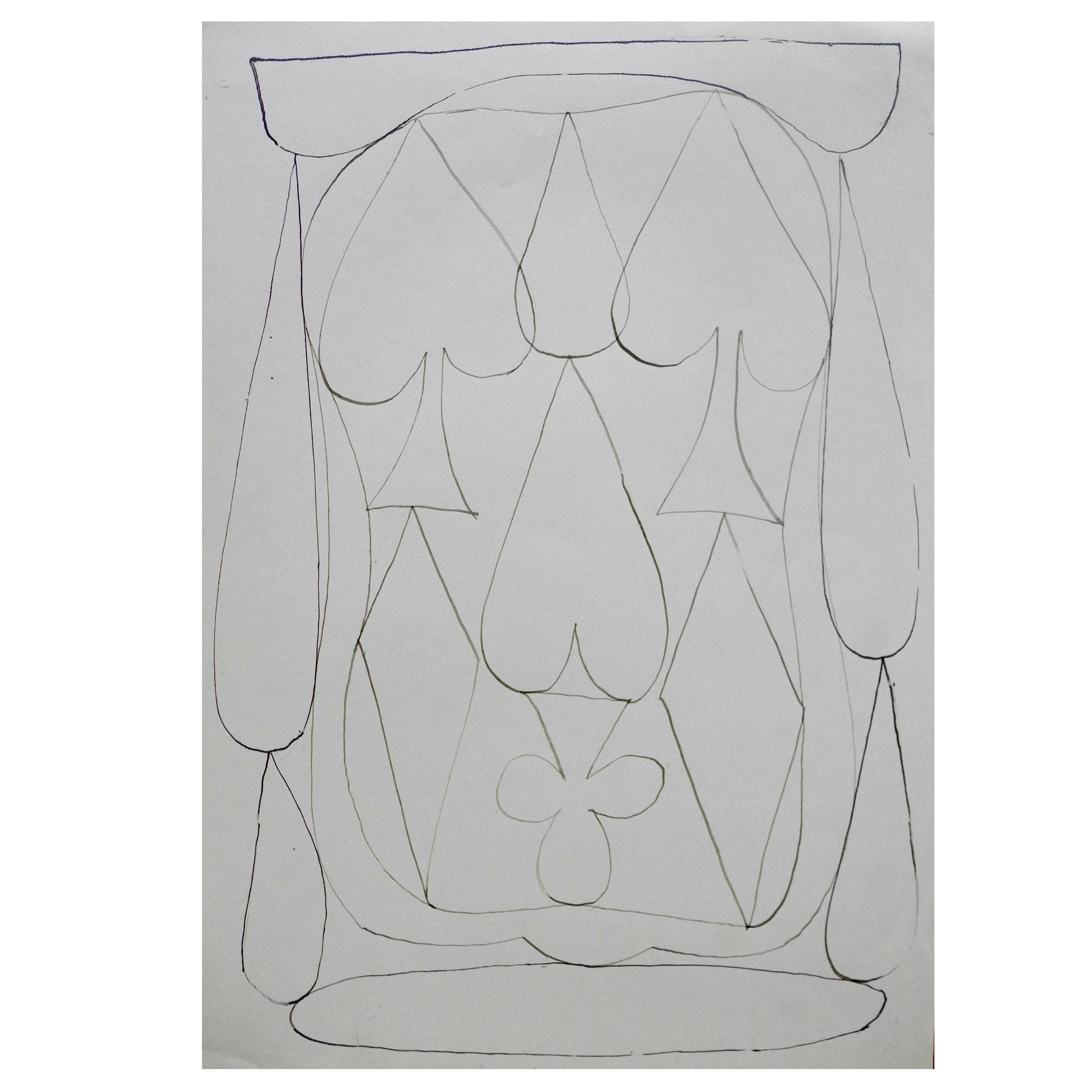 Set of Four "Card Suits" Ink Drawings on Paper by John-Paul Philippe For Sale