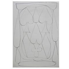 Set of Four "Card Suits" Ink Drawings on Paper by John-Paul Philippe