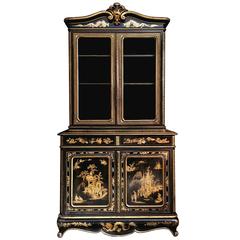 19th Century Chinoiserie Parcel Gilt Bookcase and Cabinet
