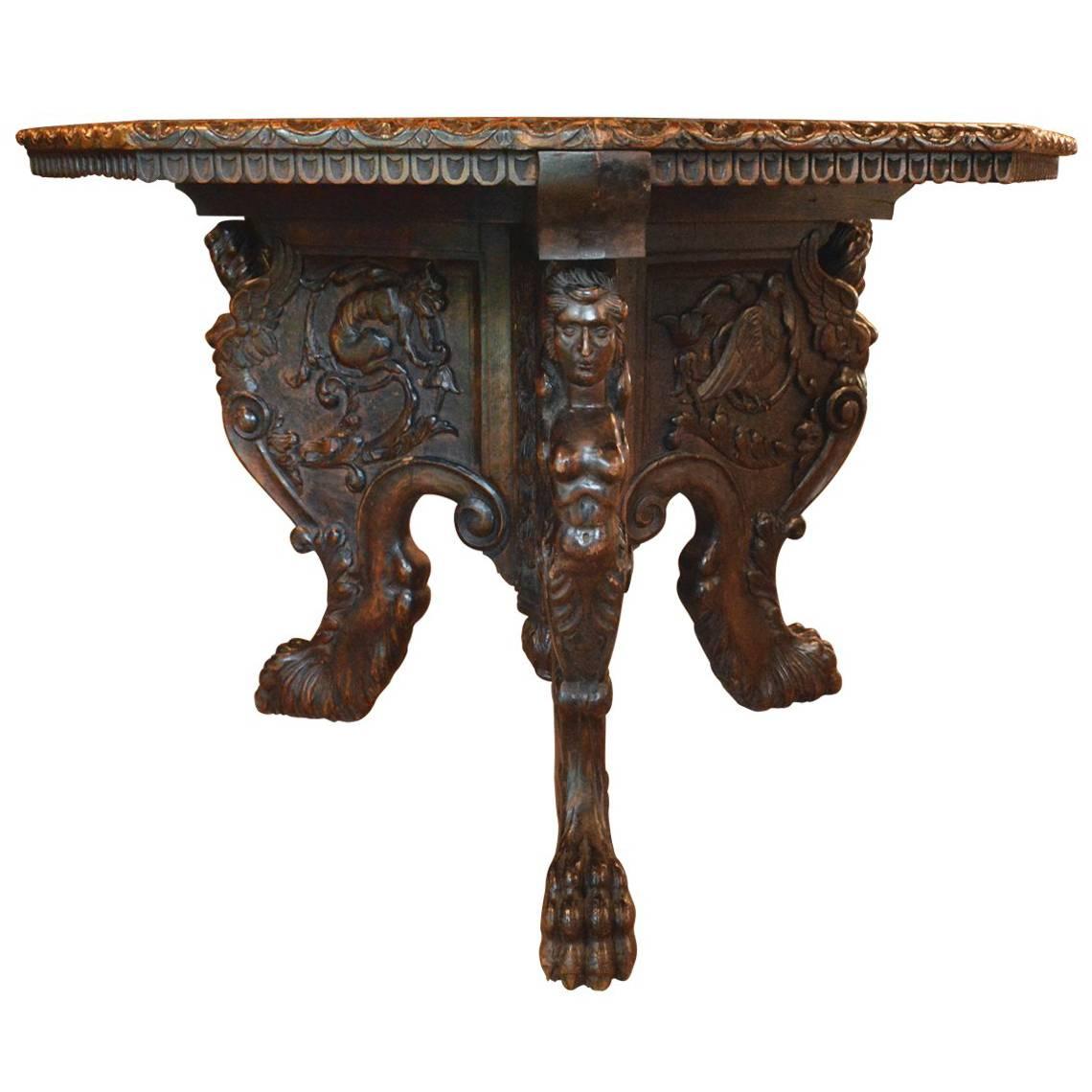 Magnificent Antique Italian Hand-Carved Centre Table