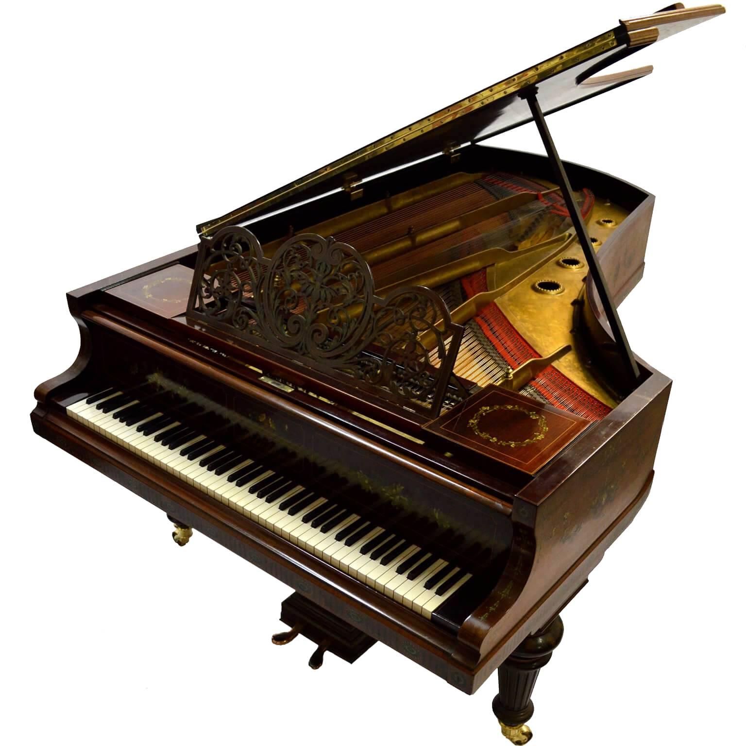 Bluthner Grand Piano in Rosewood with Vernis Martin Styling For Sale
