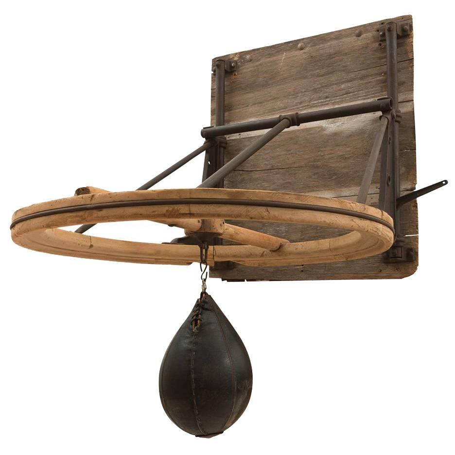Enormous Early Speed Bag with Adjustable Height, circa 1900