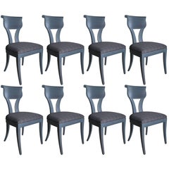 Vintage Set of Eight Austrian Grey Chairs