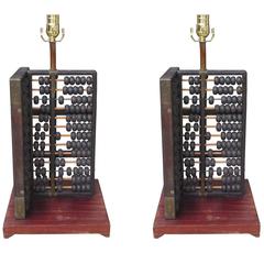 Pair of Early Abacus as Lamps on Custom Bases 8