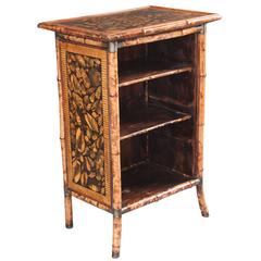 Antique 19th Century Victorian Decoupaged Shell Bamboo Bookcase