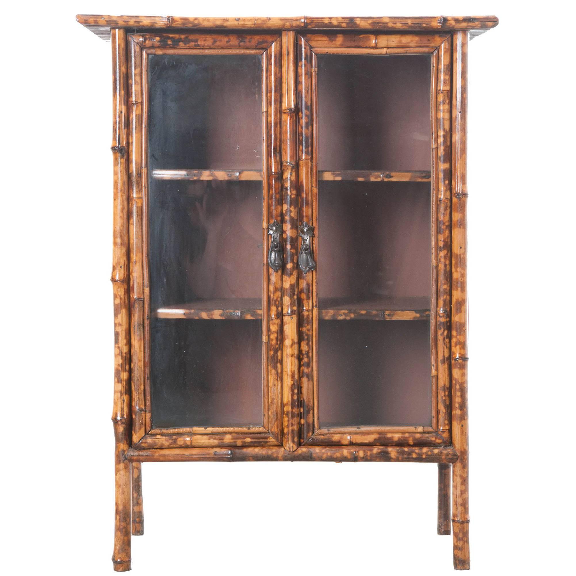 19th Century Victorian Bookcase with Glass Doors