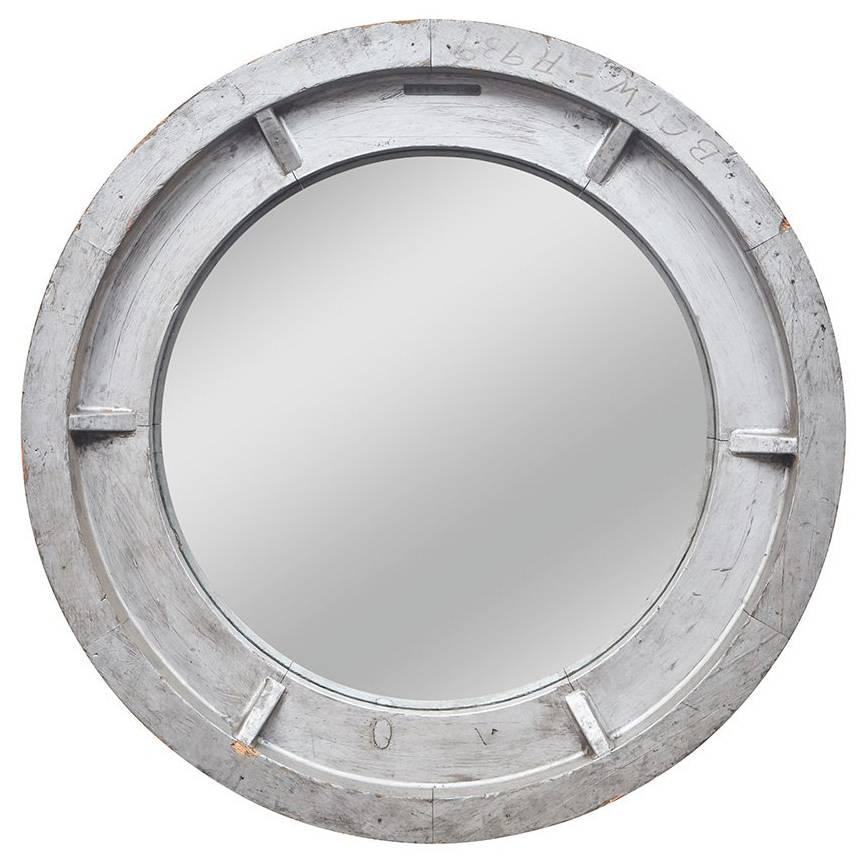 Large American Early 20th Century Industrial Convex Mirror For Sale