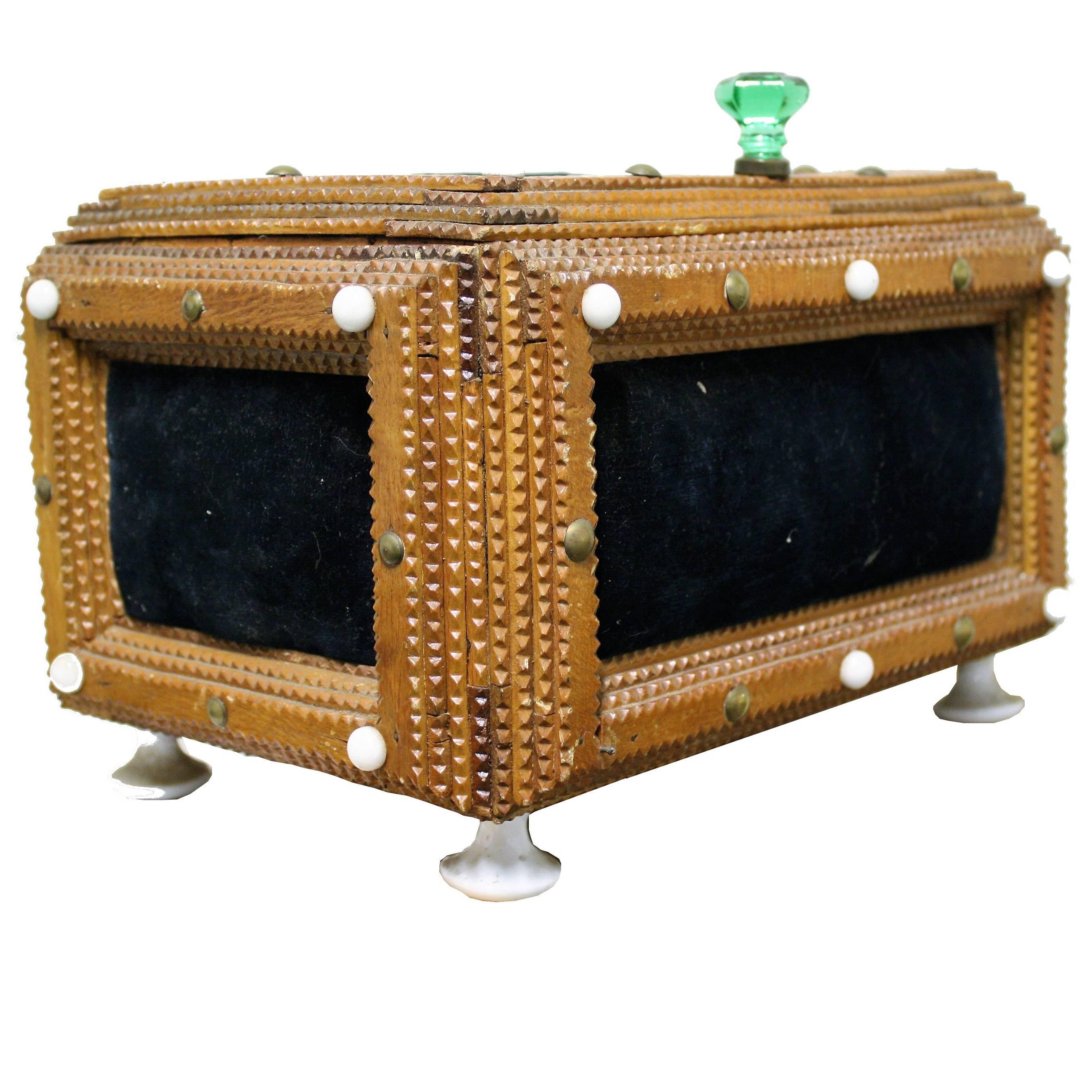 Antique Tramp Art Box, 1920s For Sale