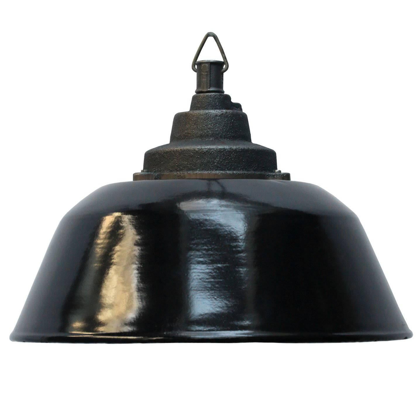 Black Enamel Cast Iron Vintage Industrial Factory Pendants (98x)