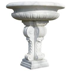 Louis XIV Style White Carrara Marble Fountain, 19th Century