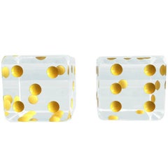 Oversized Dice Bookends in Lucite by Charles Hollis Jones
