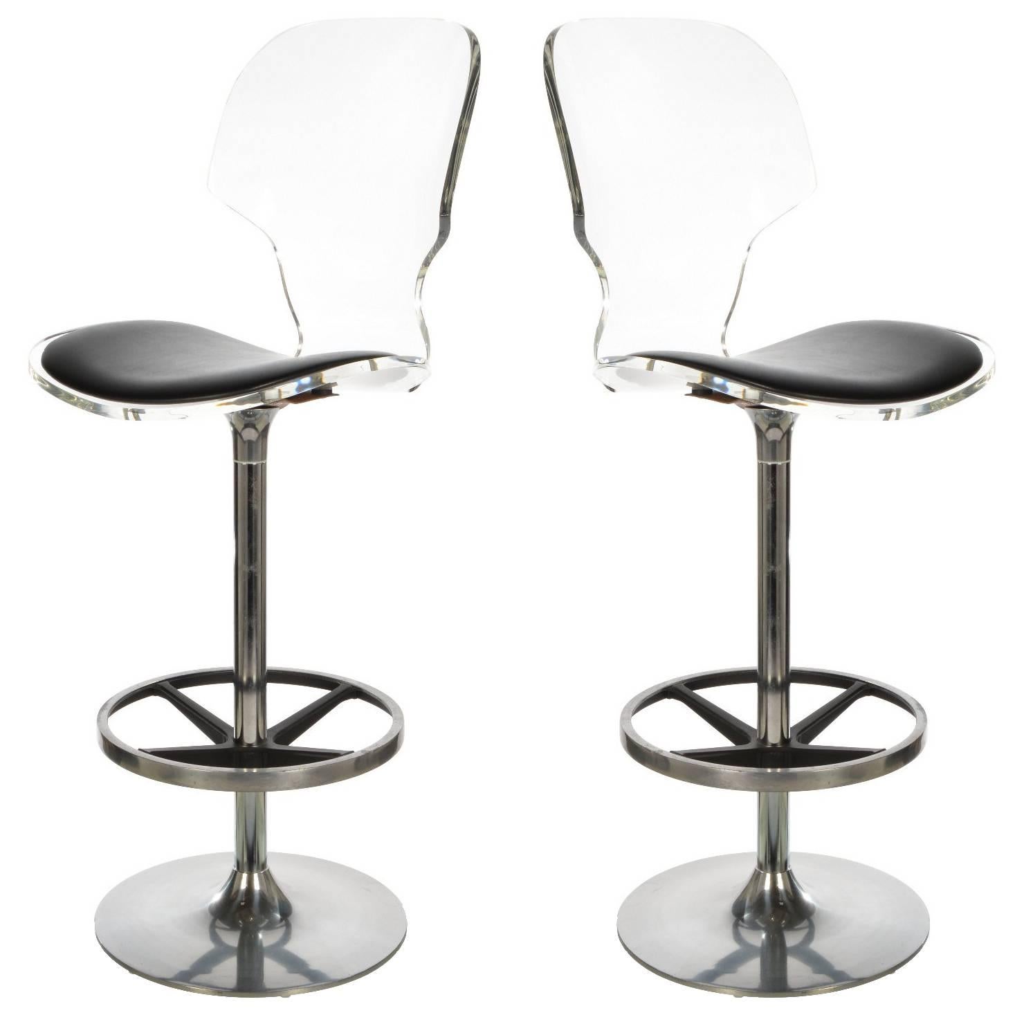 Pair of Clear Acrylic Bar Stools by Creations at Dallas For Sale