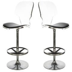 Pair of Clear Acrylic Bar Stools by Creations at Dallas