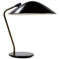 Mid-Century Modern Gerald Thurston for Lightolier Black Enamel and Brass Lamp