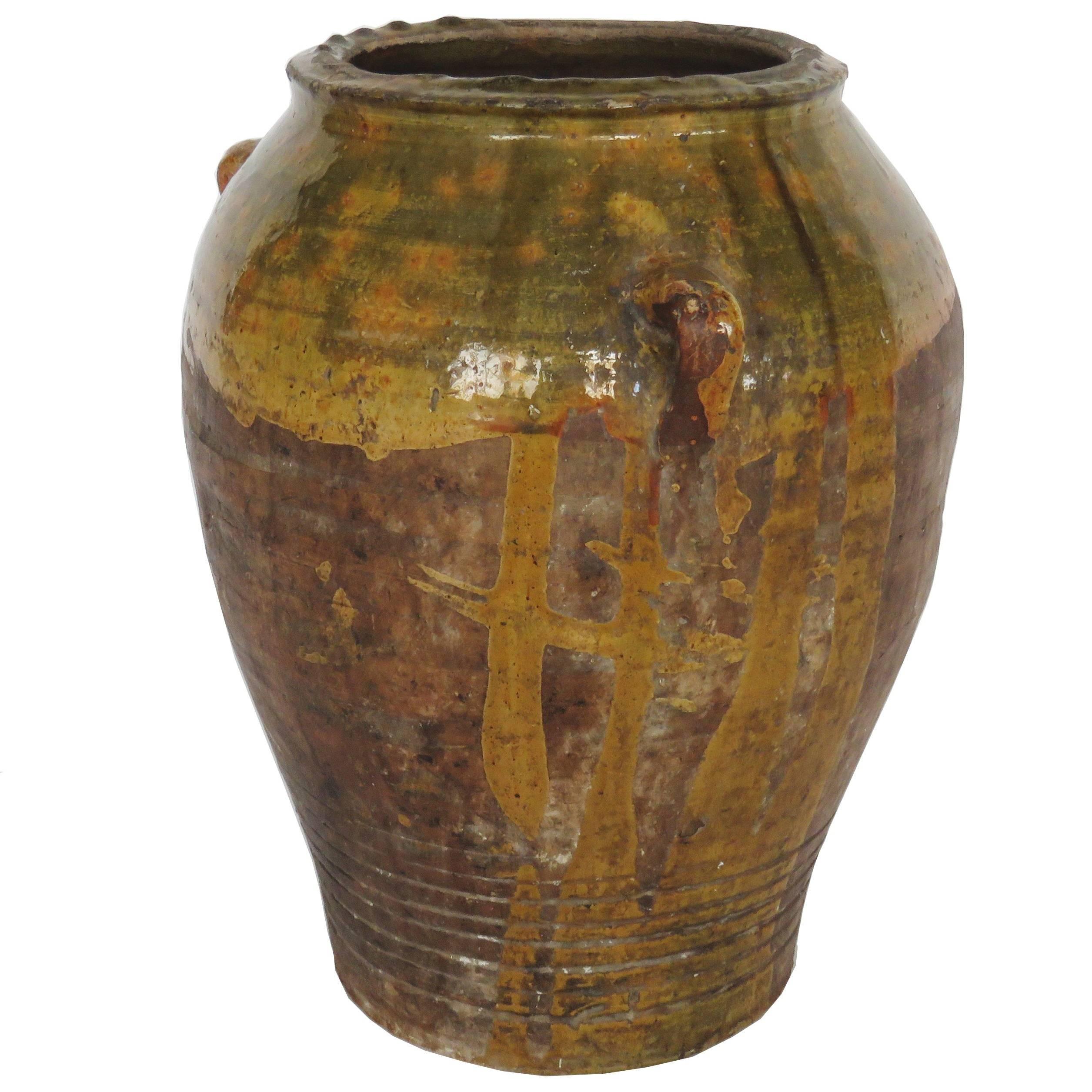 19th Century Glazed Honey Terracotta Pot For Sale