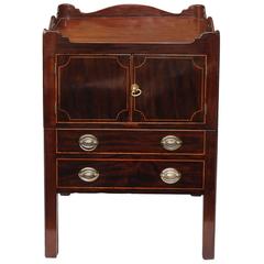English George III Mahogany Tray Top Commode or Bed Side Table, circa 1780