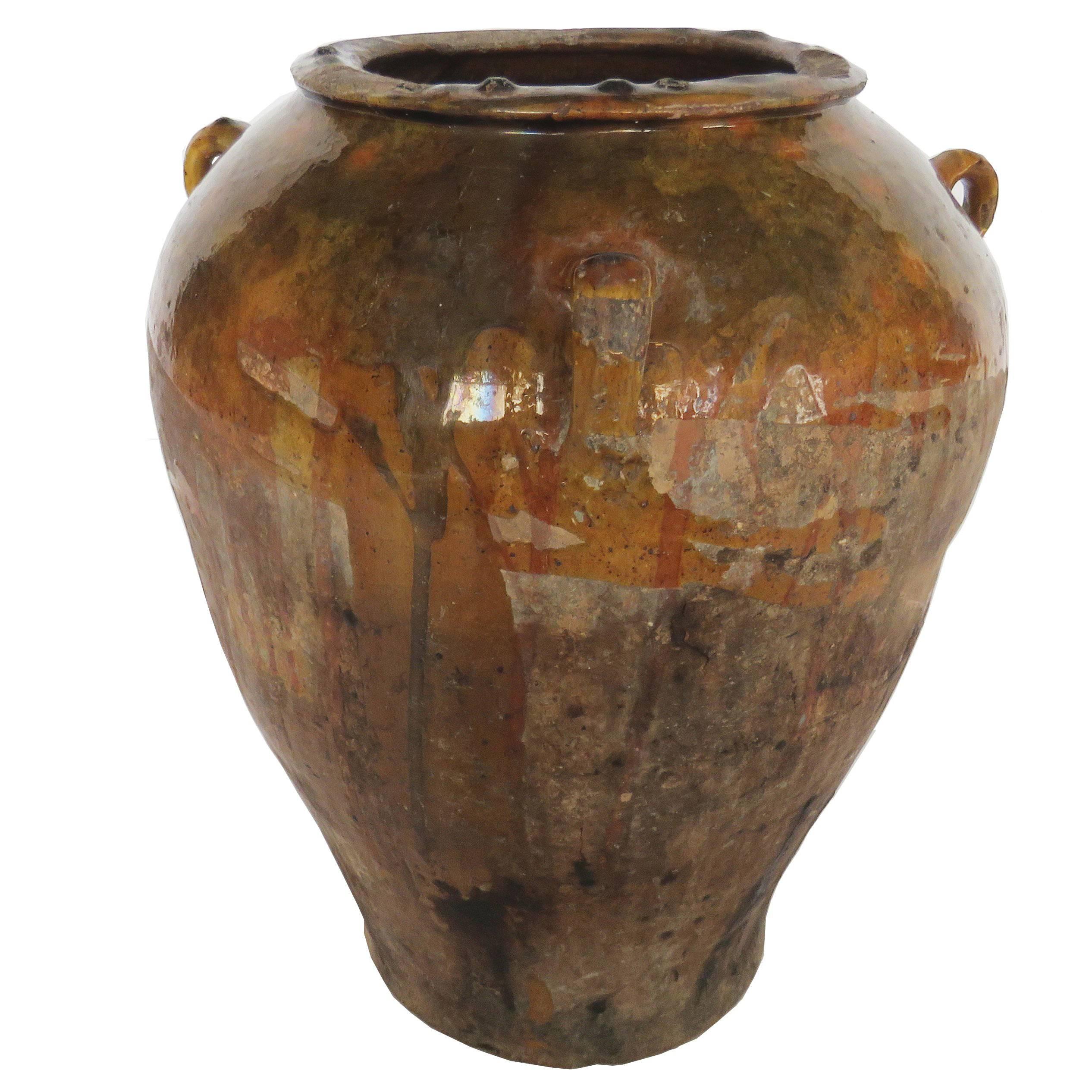 19th Century Glazed Terracotta Honey Pot For Sale
