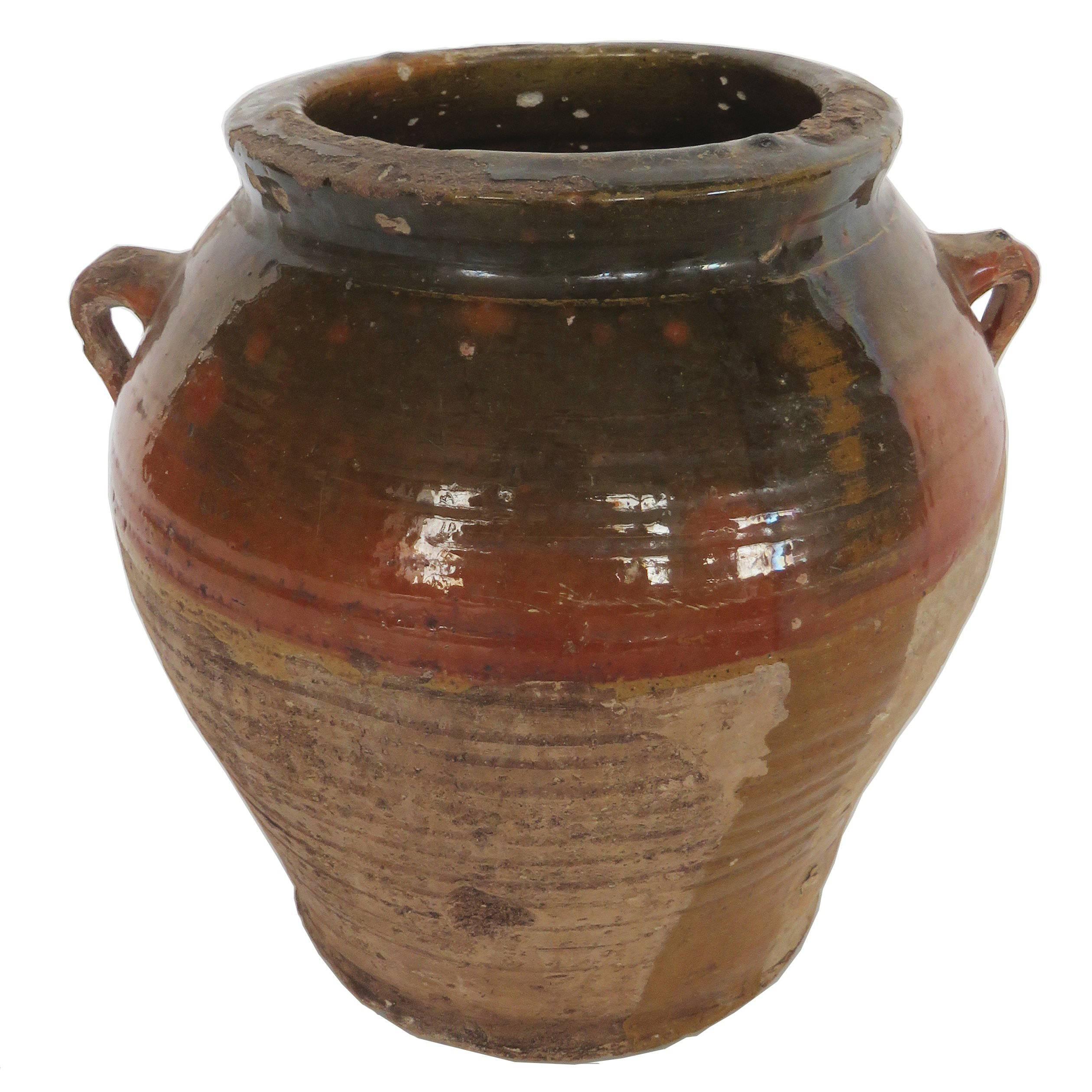 19th Century Glazed Terracotta Honey Pot For Sale