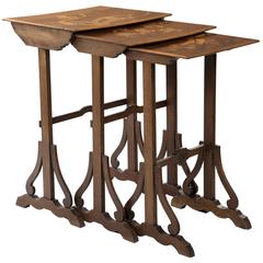 Emile Galle Marquetry Nesting Tables