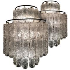 Elegant Pair of Murano Glass Tube Chandeliers 5