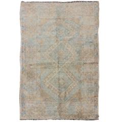 Turkish Oushak Rug with Three Central Medallions in Muted Taupe and Blue 9
