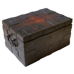 English Bullion Box of Iron-Bound Oak