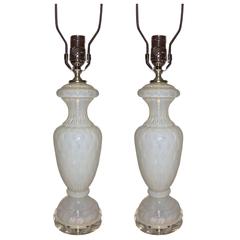 Pair of Opaline Glass Table Lamps
