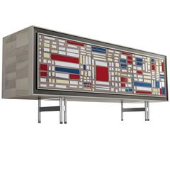 Stylish Mondrian Walnut Wood Sideboard 7