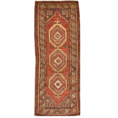 Vintage Hand Knotted Wool Turkish Anatolian Runner Rug