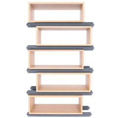 Stack Storage Five-Tier Wood Staggered Open Shelves 4