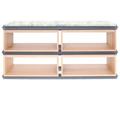 Stack Storage Two-Tier Wood Open Shelves with Stone Top 5