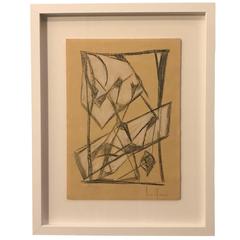 Italian Artist Franco Ferrari Charcoal Drawing, Contemporary