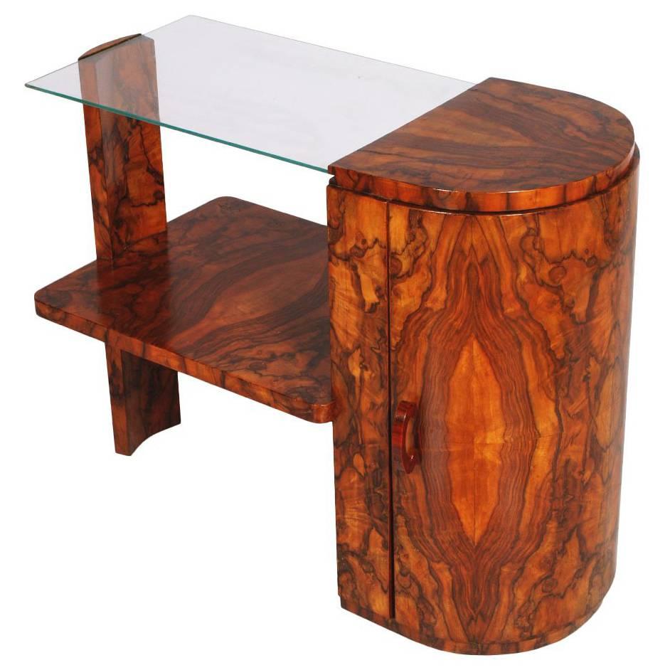 Art Deco Osvaldo Borsani Fabulous Side Table Cabinet Console in Burl Walnut