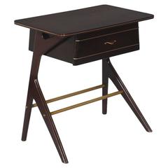 Mid-Century Modern Console Ico Parisi Style Mahogany Brass with Drawer 12