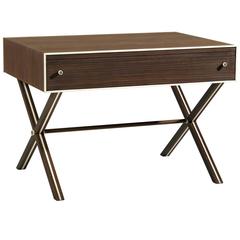 Sophisticated End Table with a Drawer in Ebony and Horn 12