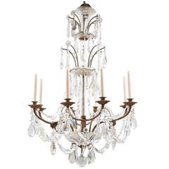 French Bronze and Crystal Eight Light Chandelier Circa 1810 7